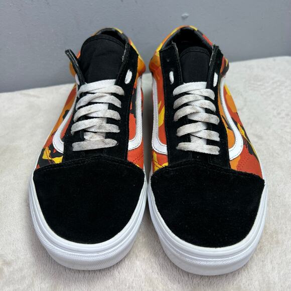 Vans Old Skool Pop Camo Sneakers Shoes 10.5 Men 12 Women Orange Black Suede Low main image 5